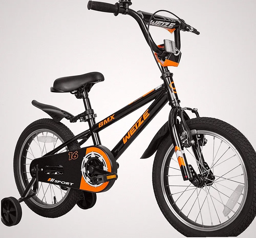16 Inch Kids Bike BMX Style Bicycle w/ Training Wheels Adjustable Seat Boys Girl