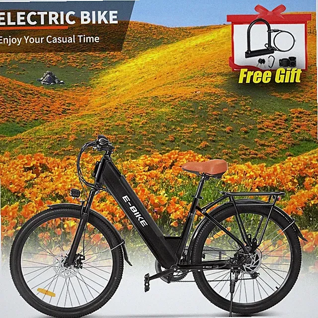 26" Electric Bike for Adults 750W City Cruiser Bicycle Commuter E-Bike 7-Speed