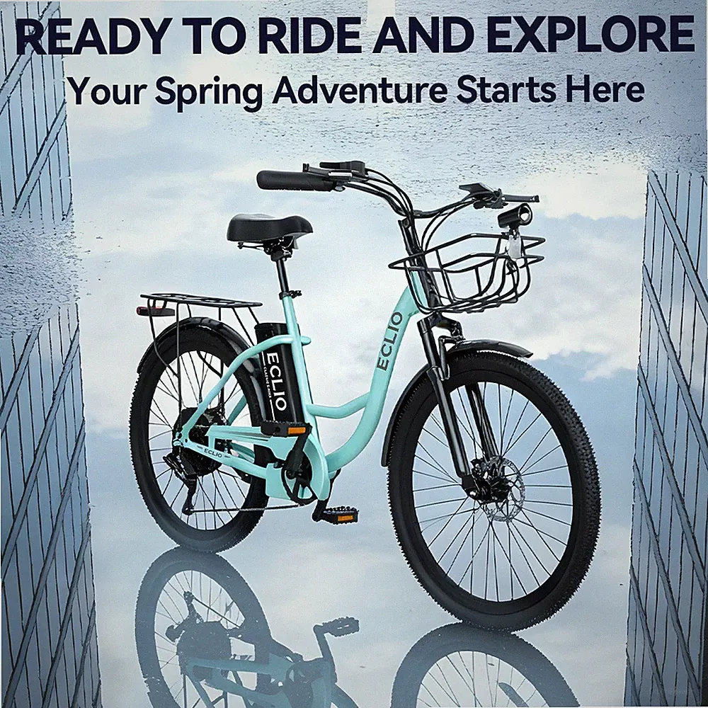 ECLIO 24'' E-City Bike Peak 1000W 7 Speed Ebikes 28MPH 48V 13Ah Electric Bicycle